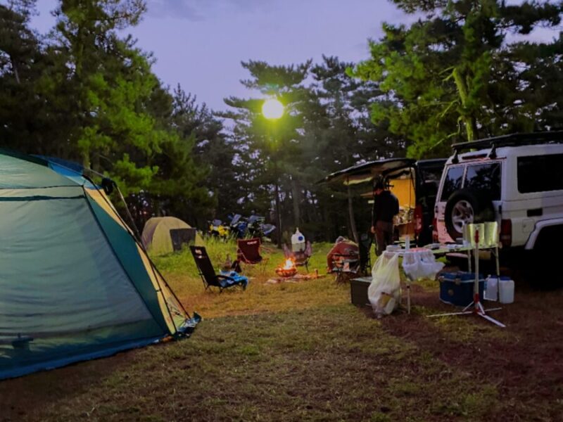 休暇村能登千里浜 シーサイドオートキャンプ場の夜の様子